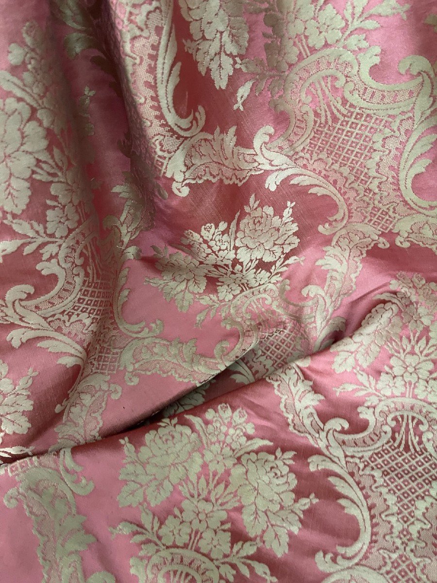 Métrage De Soie Ancienne  Origine Soieries Lyonnaises couleur rose -photo-6