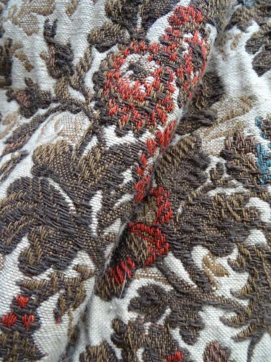 Pair Of Antique Curtains With Floral Decor From The 19th Century-photo-4