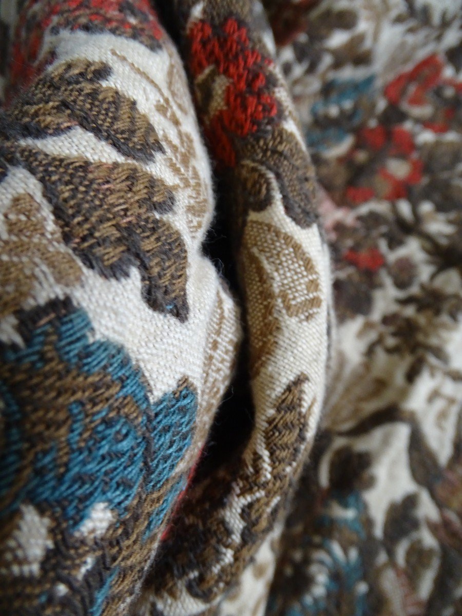 Pair Of Antique Curtains With Floral Decor From The 19th Century-photo-6