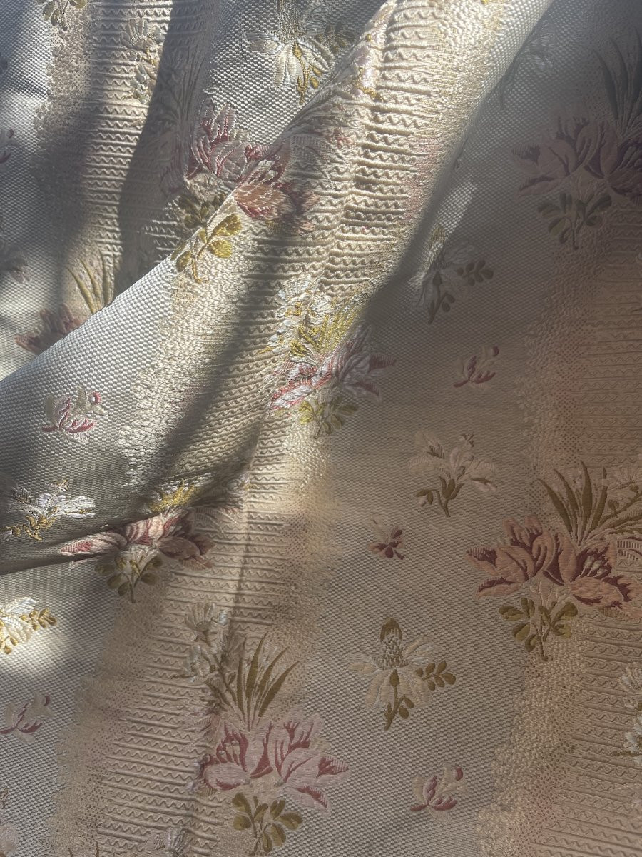 Pair Of Antique Curtains – 19th Century – Lyon Silk. Antique Hangings-photo-4