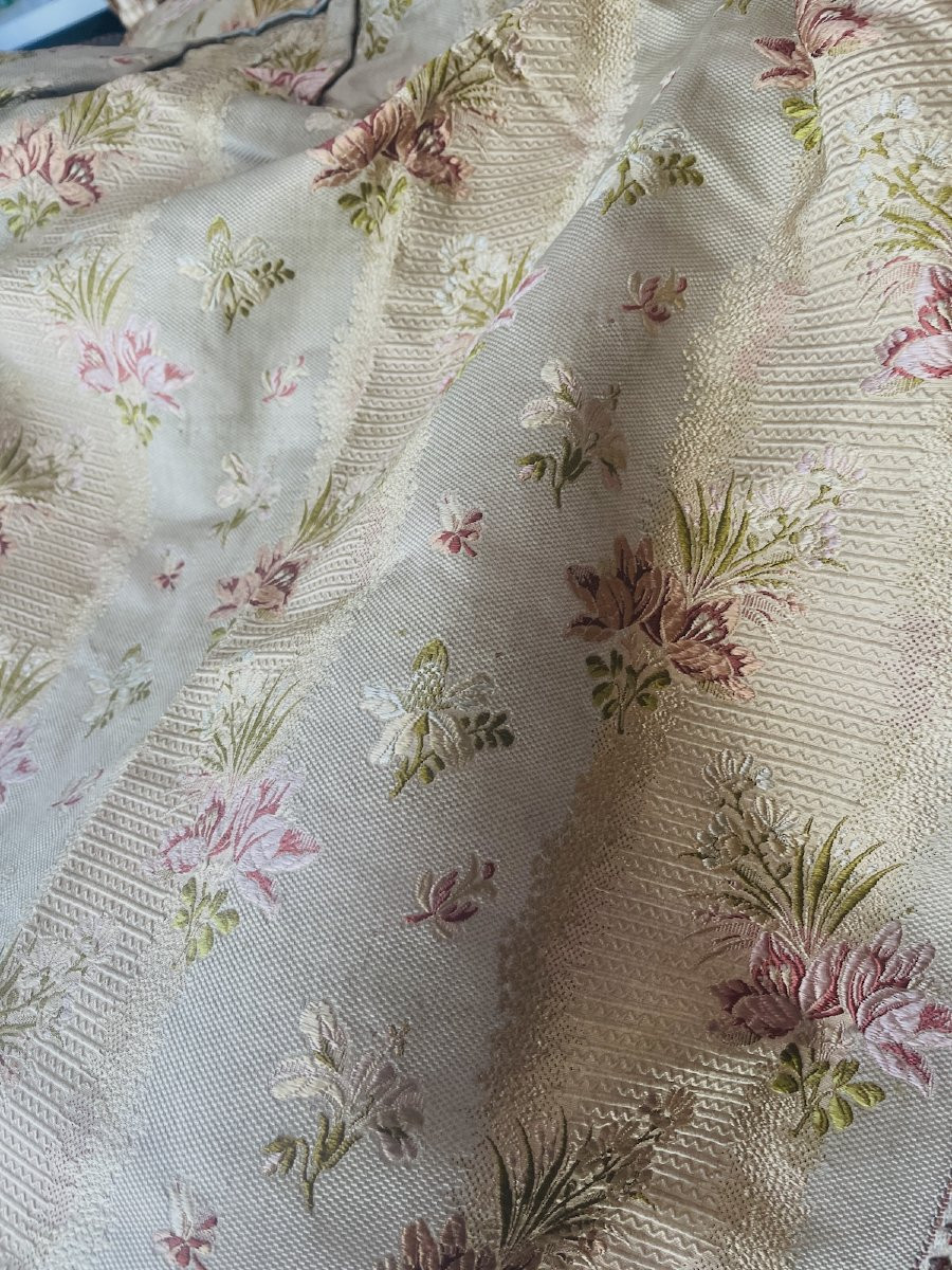 Pair Of Antique Curtains – 19th Century – Lyon Silk. Antique Hangings-photo-1