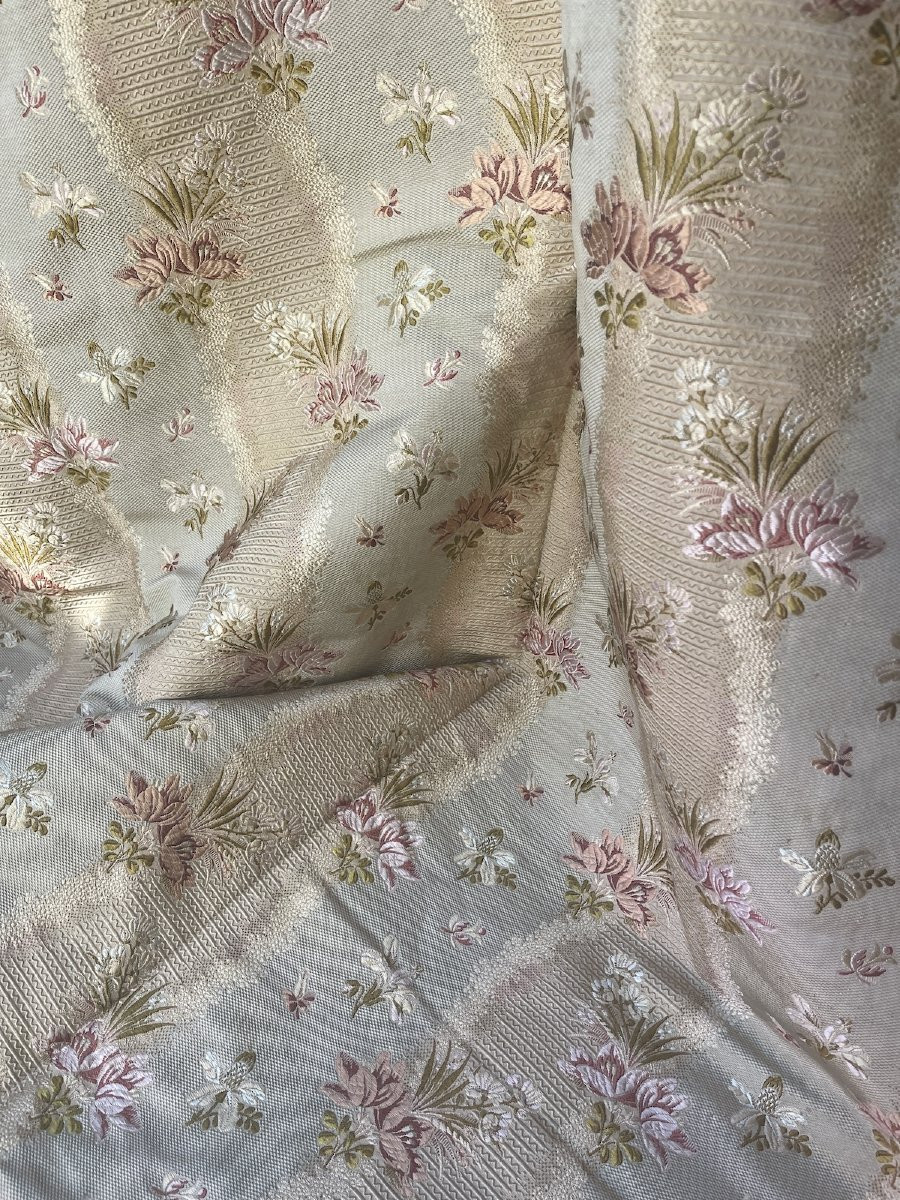 Pair Of Antique Curtains – 19th Century – Lyon Silk. Antique Hangings-photo-5