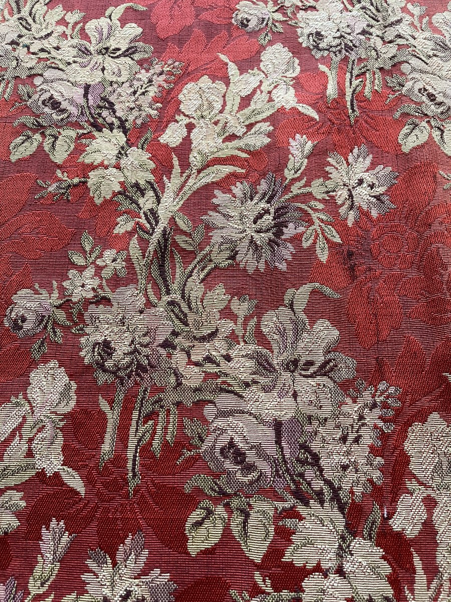 19th Century Tapestry Decorated With Irises And Dahlias-photo-3