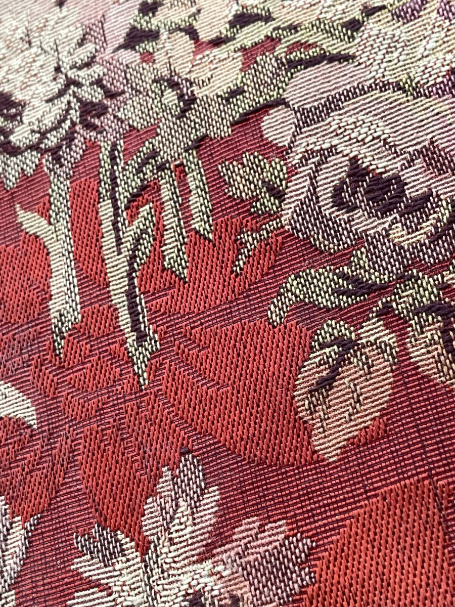 19th Century Tapestry Decorated With Irises And Dahlias-photo-3