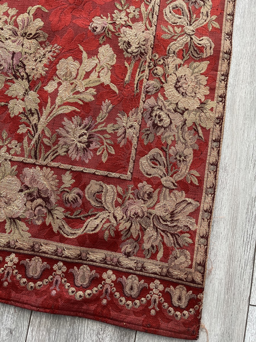 19th Century Tapestry Decorated With Irises And Dahlias