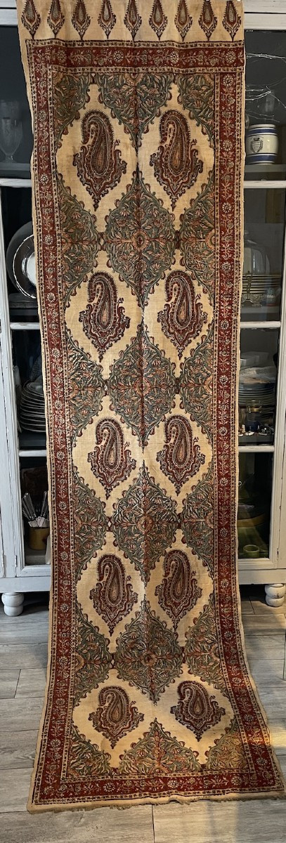 Antique Kalamkari – Late 19th / Early 20th Century – Antique Curtain, Hanging, Decorative Panel-photo-2