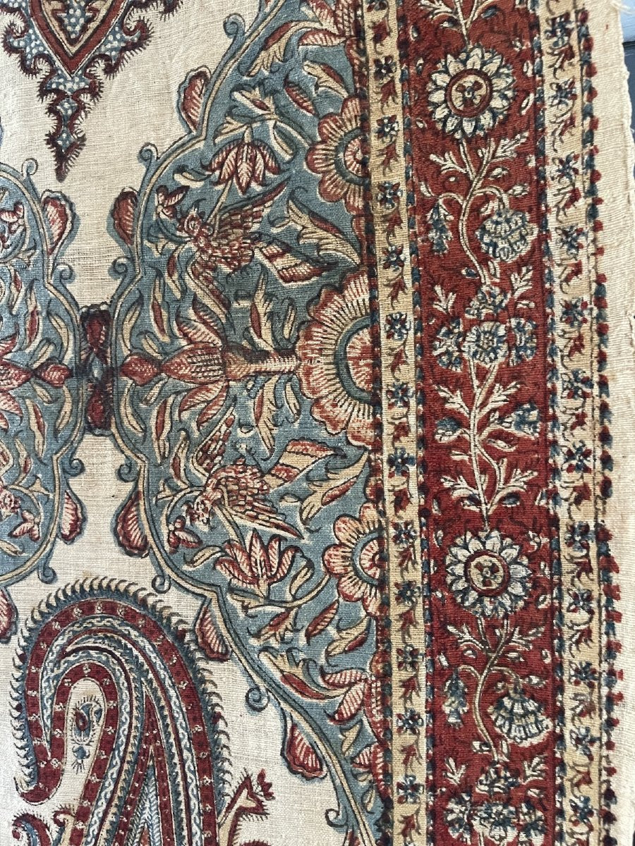 Antique Kalamkari – Late 19th / Early 20th Century – Antique Curtain, Hanging, Decorative Panel-photo-1