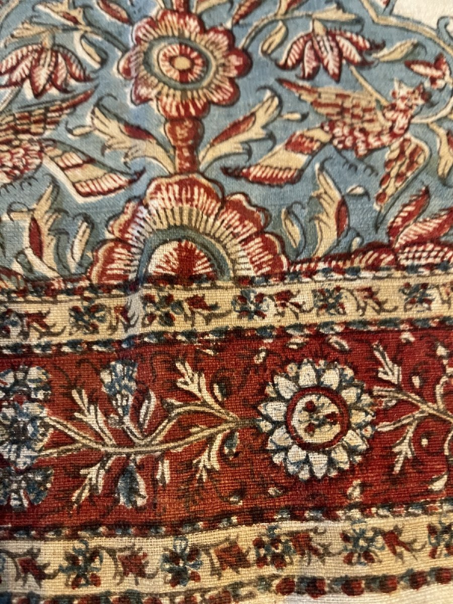 Antique Kalamkari – Late 19th / Early 20th Century – Antique Curtain, Hanging, Decorative Panel-photo-3