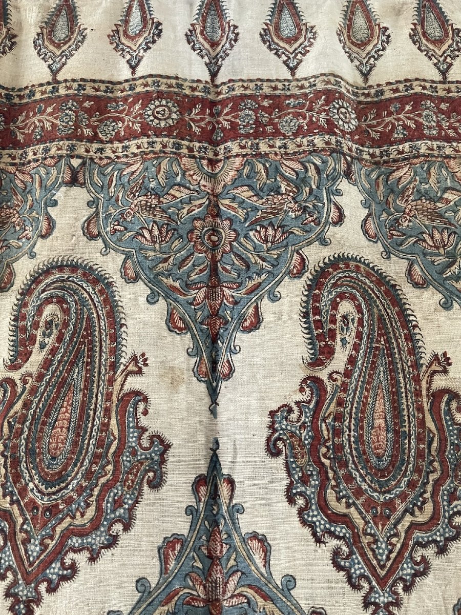 Antique Kalamkari – Late 19th / Early 20th Century – Antique Curtain, Hanging, Decorative Panel-photo-4