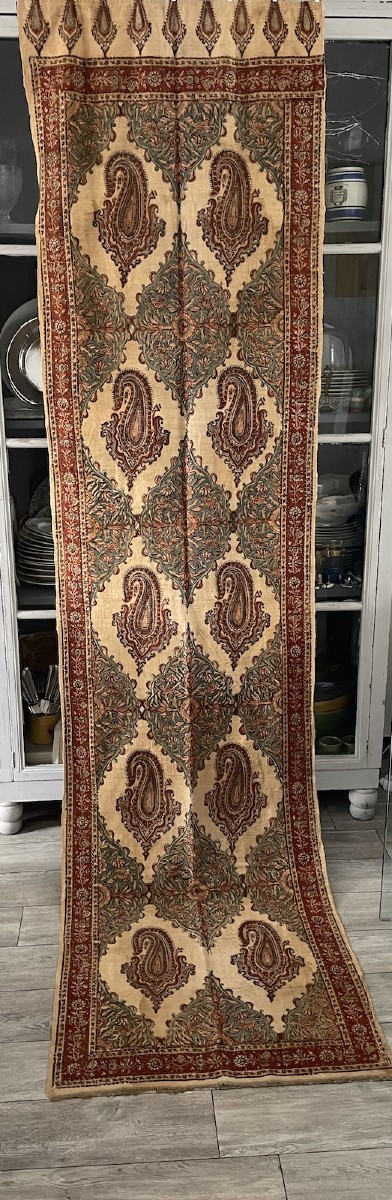 Antique Kalamkari – Late 19th / Early 20th Century – Antique Curtain, Hanging, Decorative Panel-photo-7