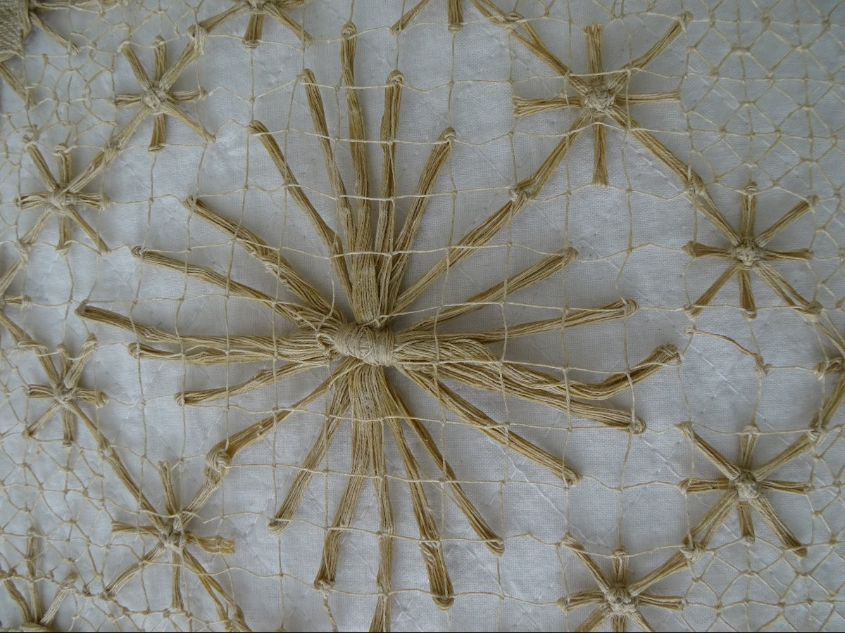  Antique Lace Bedspread Or Tablecloth – Needlework And Crochet – Starched Linen-photo-2