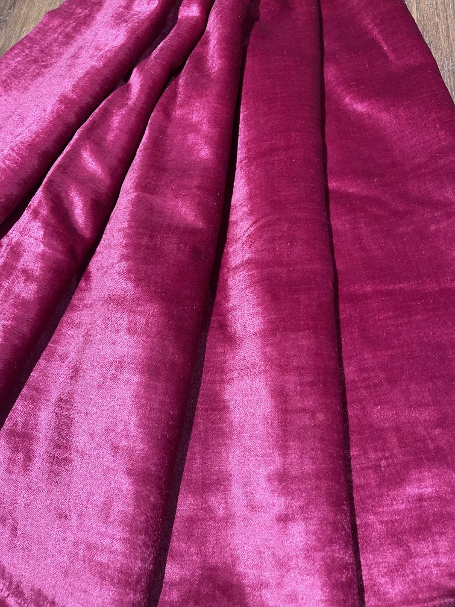 Métrage de velours de soie rose fushia XIXème-photo-3