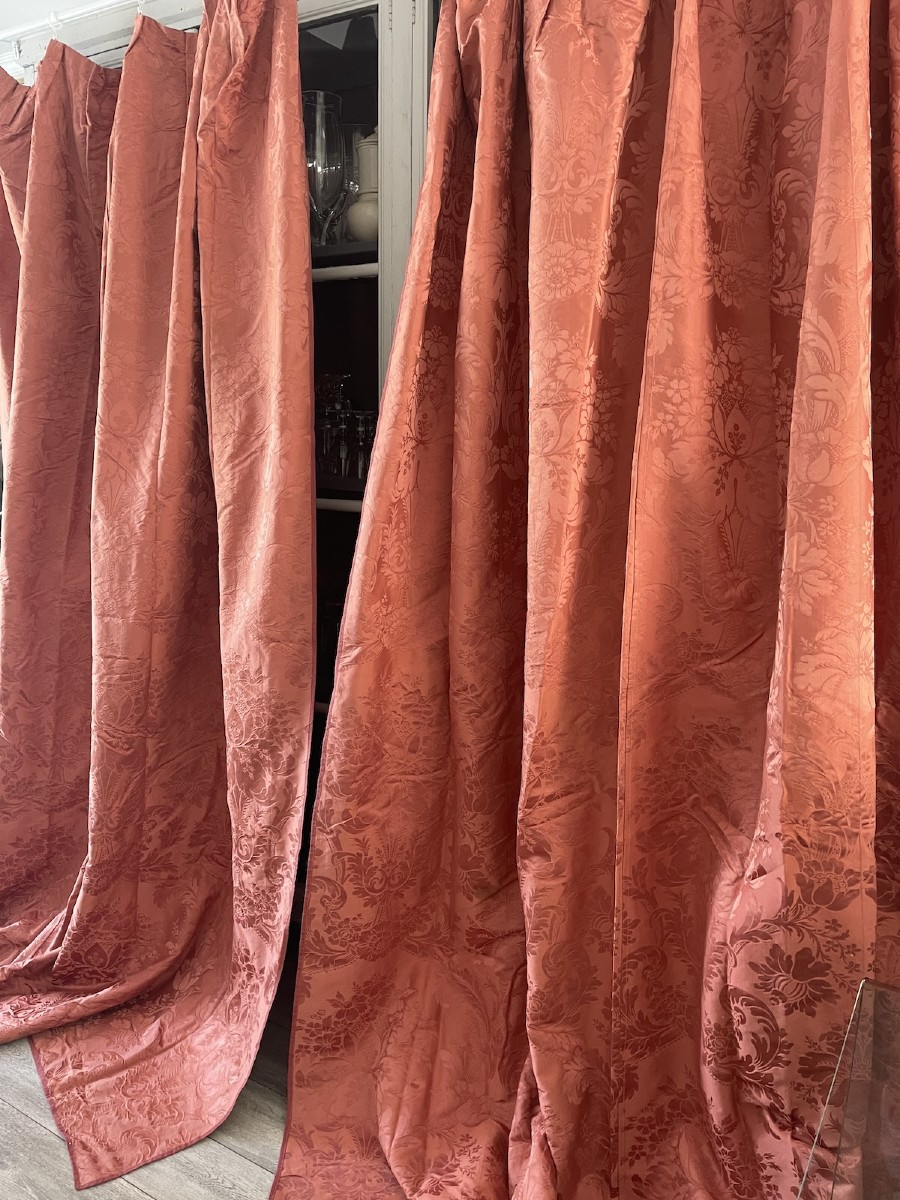 Une paire de rideaux anciens – début XXe siècle , décor floral , tentures-photo-7