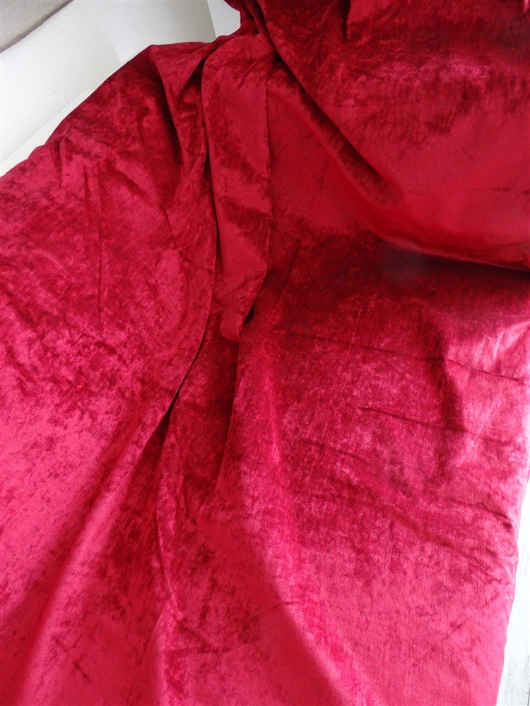 Paire de  rideaux, Tentures Anciennes en Velours de Soie Rouge Vermillon – Époque XIXe-photo-2