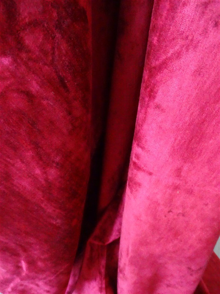 Paire de  rideaux, Tentures Anciennes en Velours de Soie Rouge Vermillon – Époque XIXe-photo-5