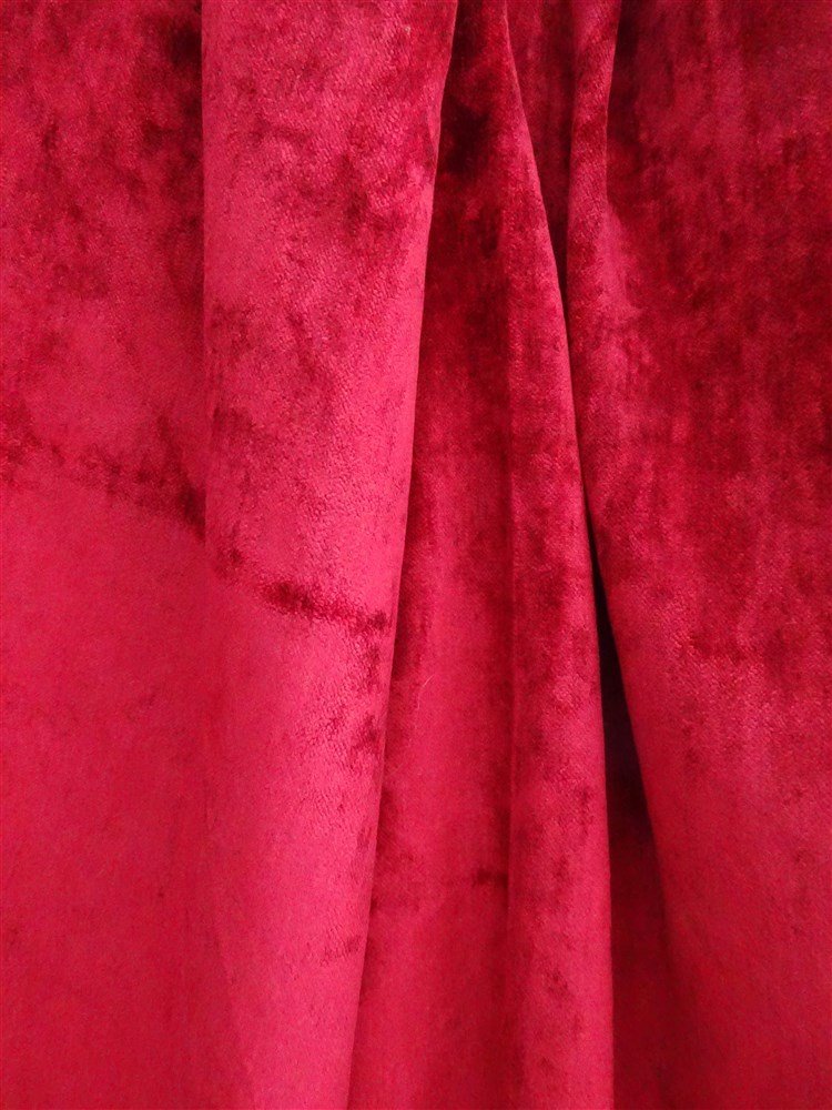 Paire de  rideaux, Tentures Anciennes en Velours de Soie Rouge Vermillon – Époque XIXe-photo-6