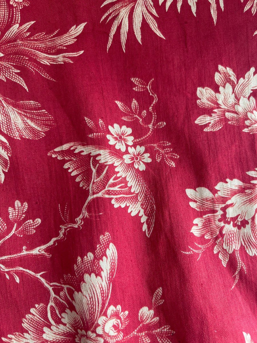 Pair Of 19th Century Curtains In Red Adrianople Printed Canvas – Antique Fabric-photo-5