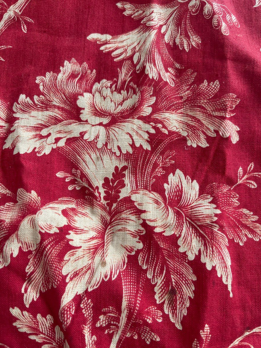 Pair Of 19th Century Curtains In Red Adrianople Printed Canvas – Antique Fabric-photo-6