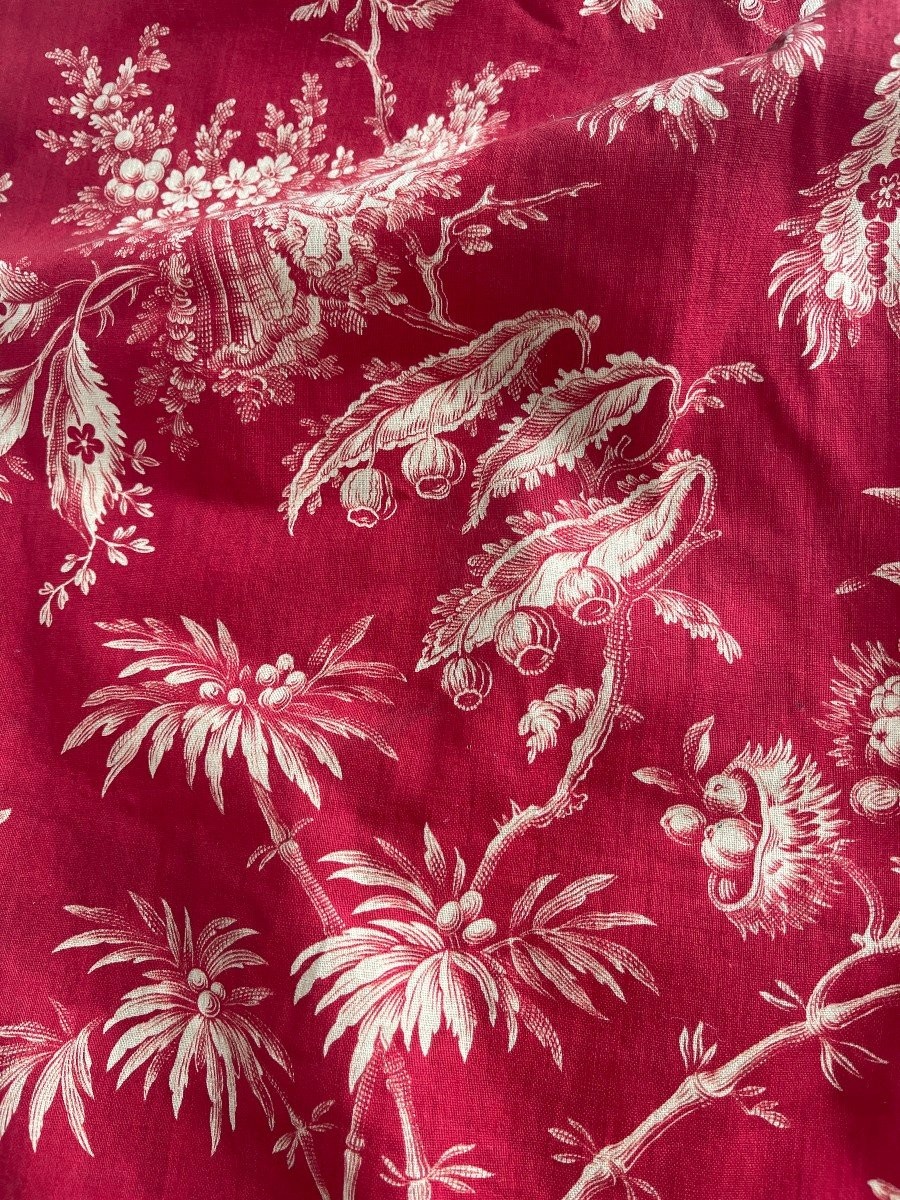 Pair Of 19th Century Curtains In Red Adrianople Printed Canvas – Antique Fabric-photo-7