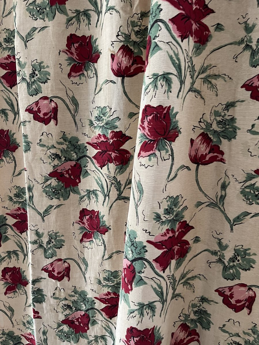 Paire De Rideaux En Lin Au Décor De Tulipes – Esprit Bucolique & Vintage-photo-2