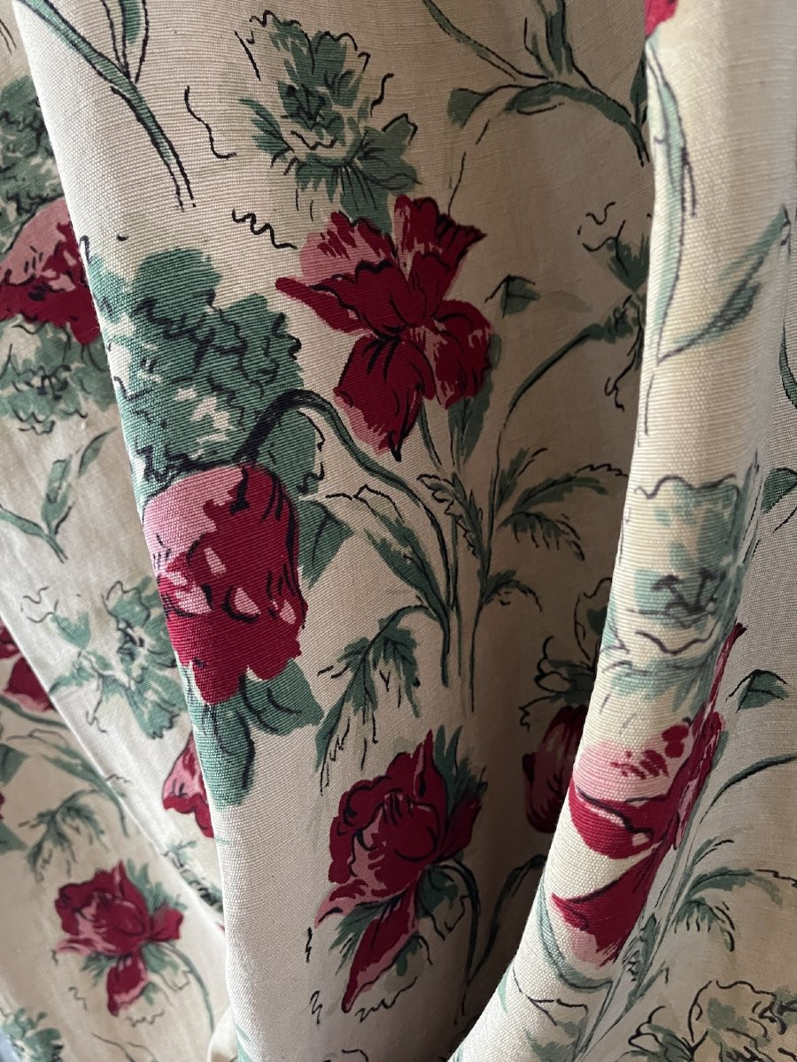 Paire De Rideaux En Lin Au Décor De Tulipes – Esprit Bucolique & Vintage-photo-3