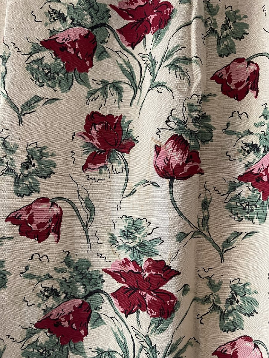 Paire De Rideaux En Lin Au Décor De Tulipes – Esprit Bucolique & Vintage-photo-4