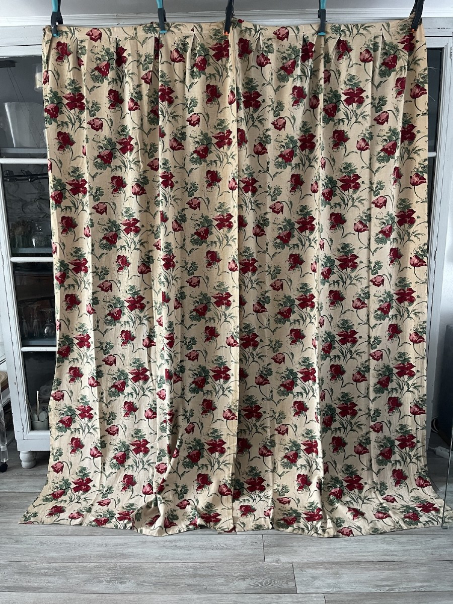 Paire De Rideaux En Lin Au Décor De Tulipes – Esprit Bucolique & Vintage