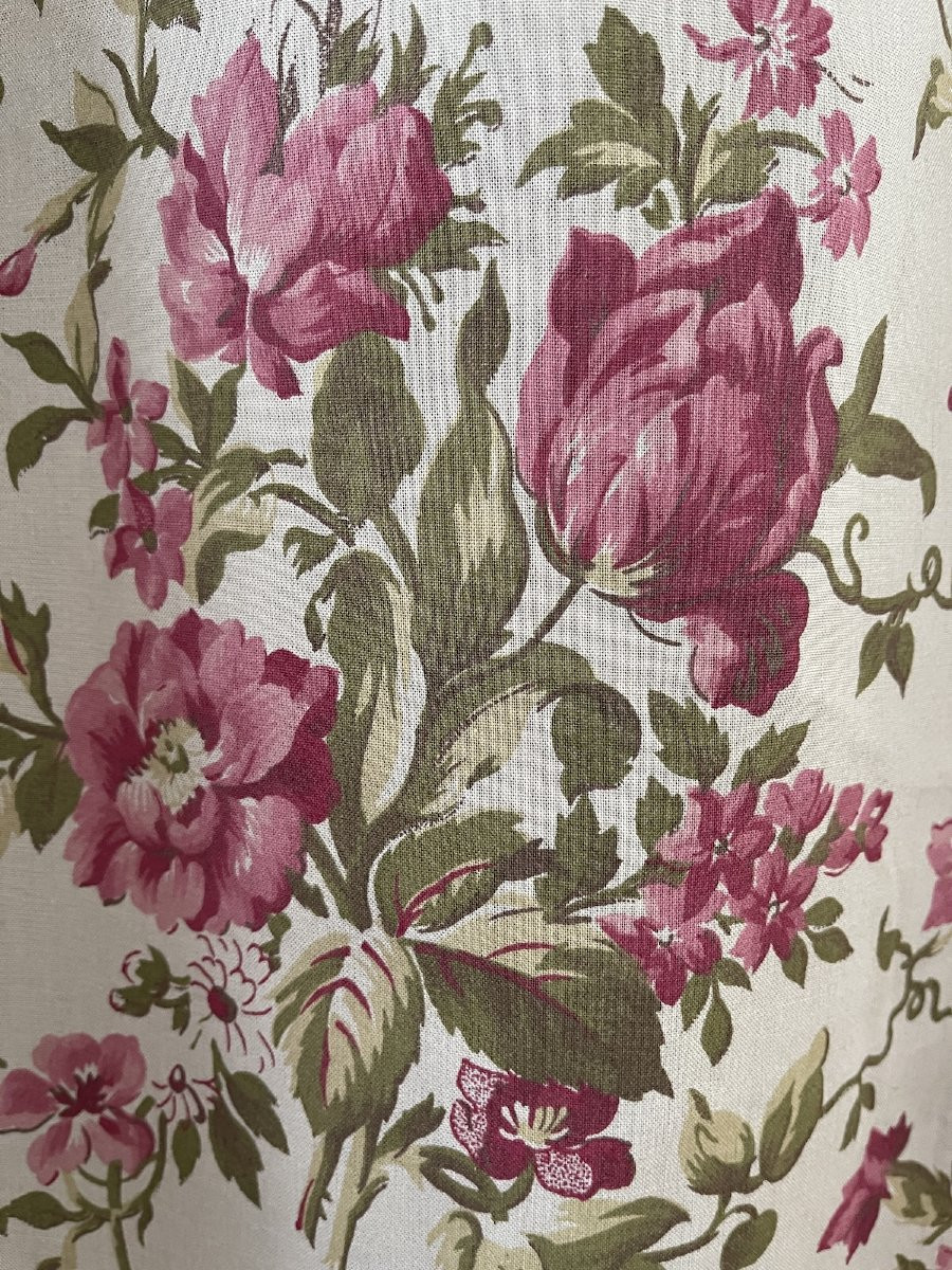Paire de rideaux anciens décor floral, fin XIXème-photo-4