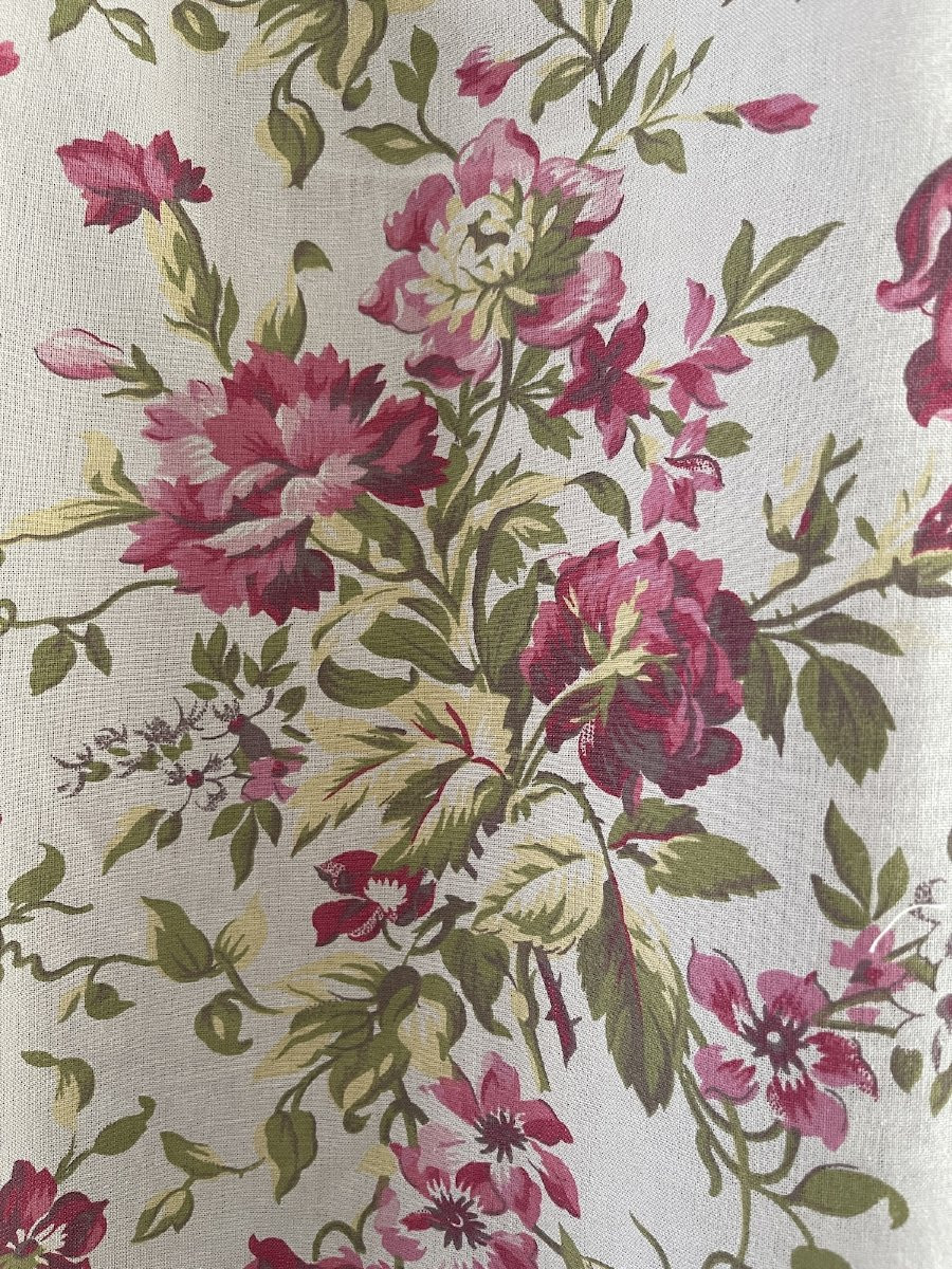 Paire de rideaux anciens décor floral, fin XIXème-photo-2