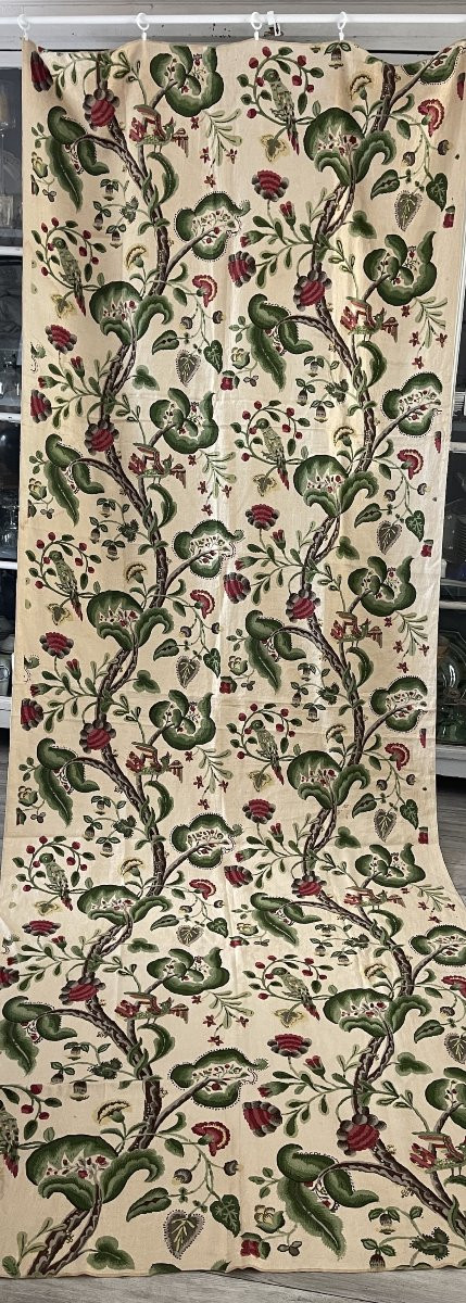 Métrage de lin imprimé au décor floral  et volatiles-photo-3