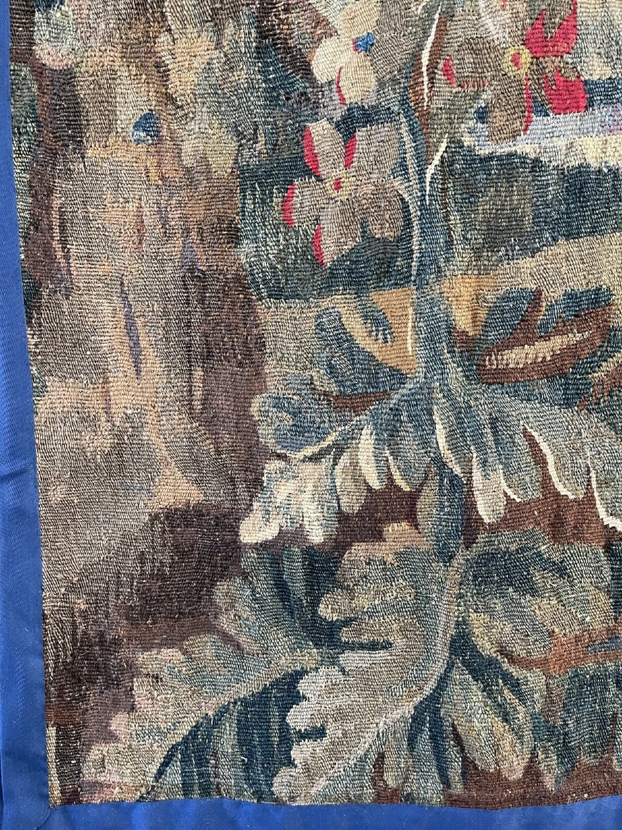 Tapisserie verdure – France, XVIIᵉ siècle – Scène de paysage animé de volatiles et architecture-photo-5