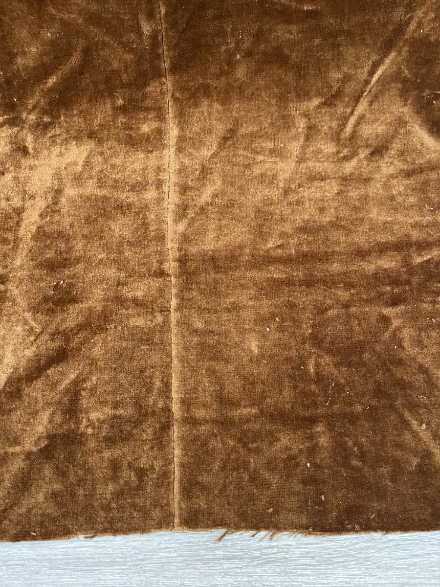 Second Length Of 19th Century Silk Velvet, Golden Brown Color-photo-4