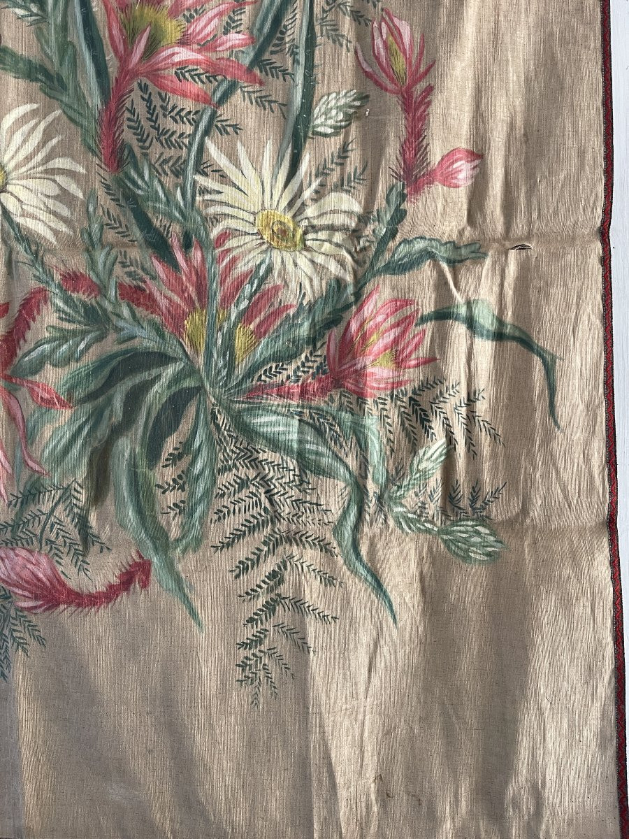 Toile de lin peinte  bouquet de fleurs et oiseaux-photo-4