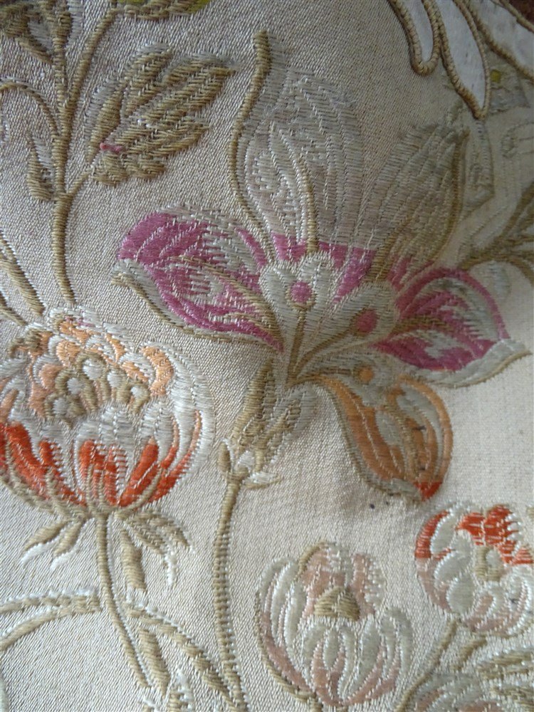 Seconde Cantonnière XIXᵉ en velours et appliques de soierie au décor floral-photo-3