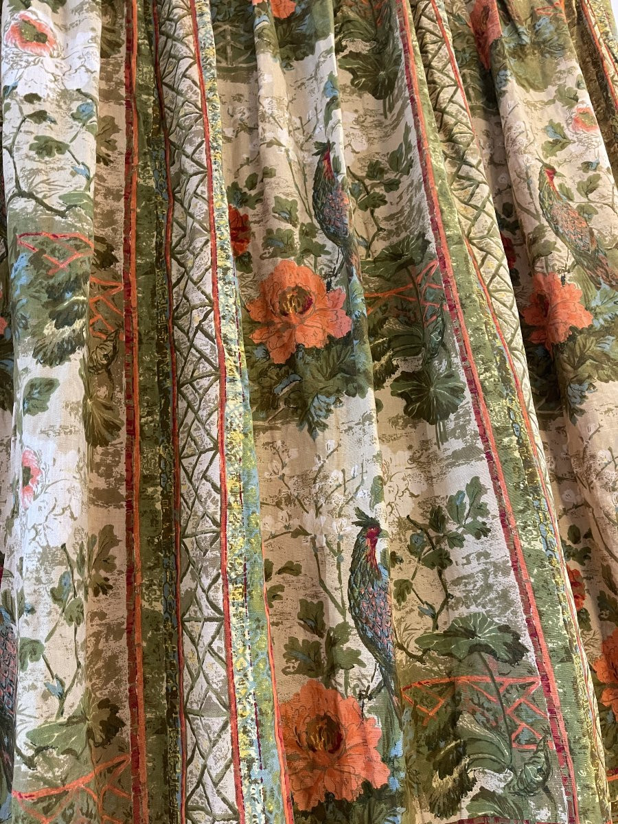 Paire De Rideaux Esprit Jardin Décor Floral Et Volatile-photo-2