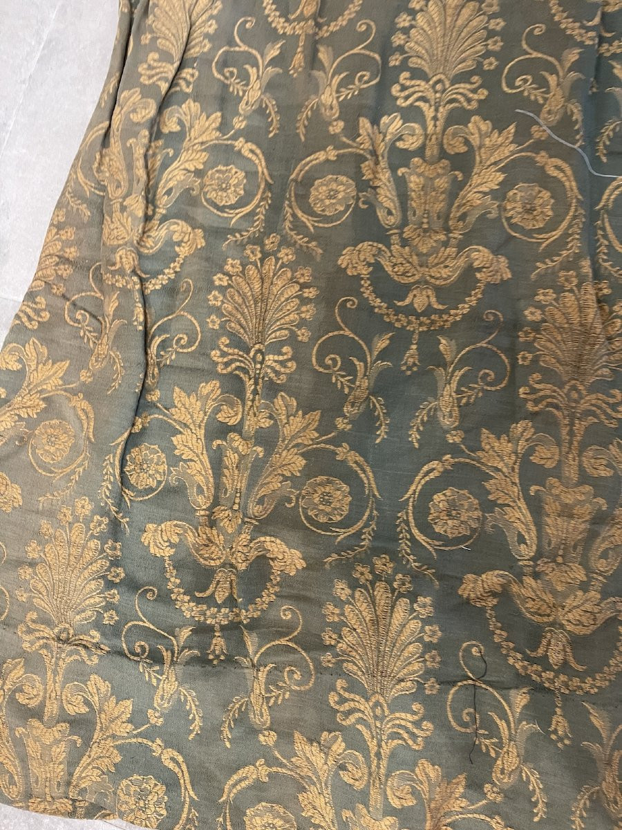 Second Piece Of Old Fabric, Empire Period Fabric, 19th Century, Linen And Silk, Palmettes And Foliage-photo-3
