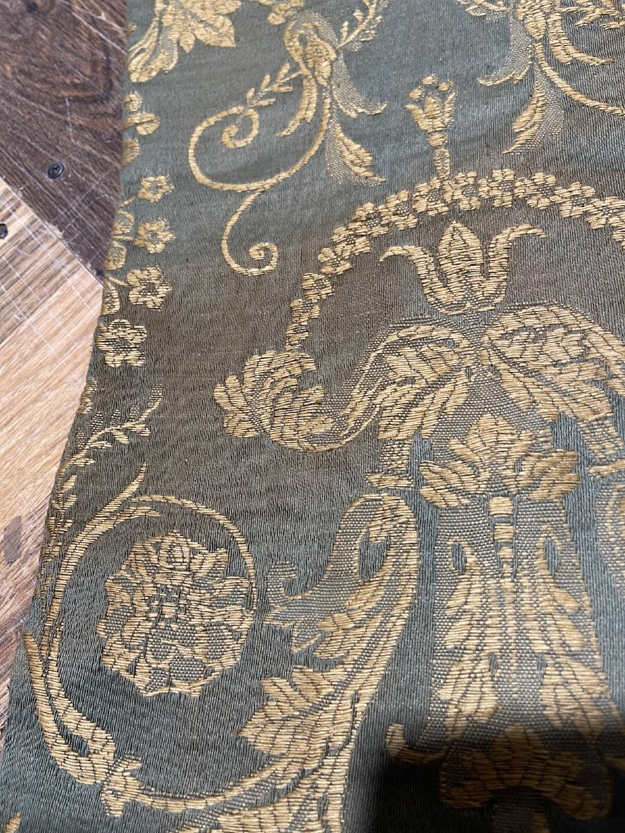 Second Piece Of Old Fabric, Empire Period Fabric, 19th Century, Linen And Silk, Palmettes And Foliage-photo-4