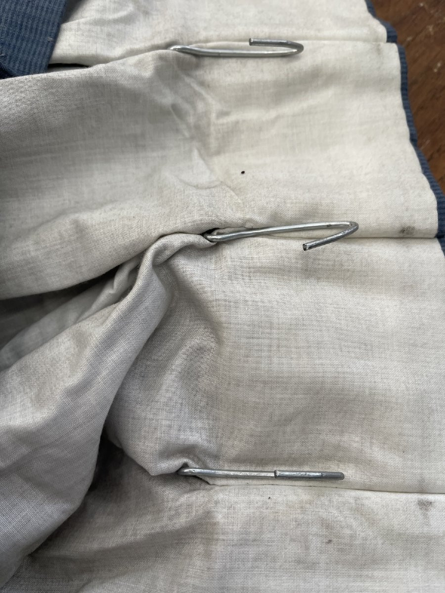 336 cm x 183 cm. Paire de Rideaux Vintage Bleu Grisé – Doublés -photo-2