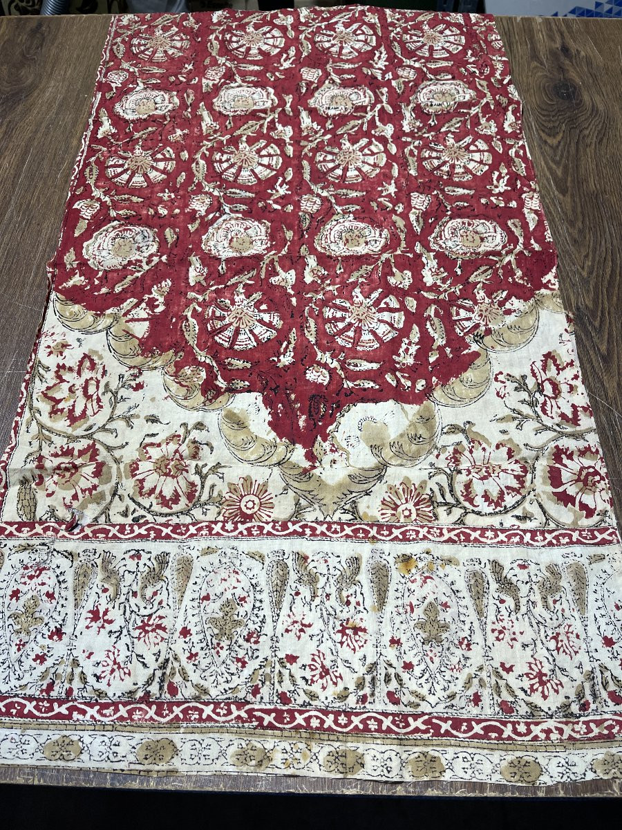 Fragment de tissu époque XIXème indienne-photo-2