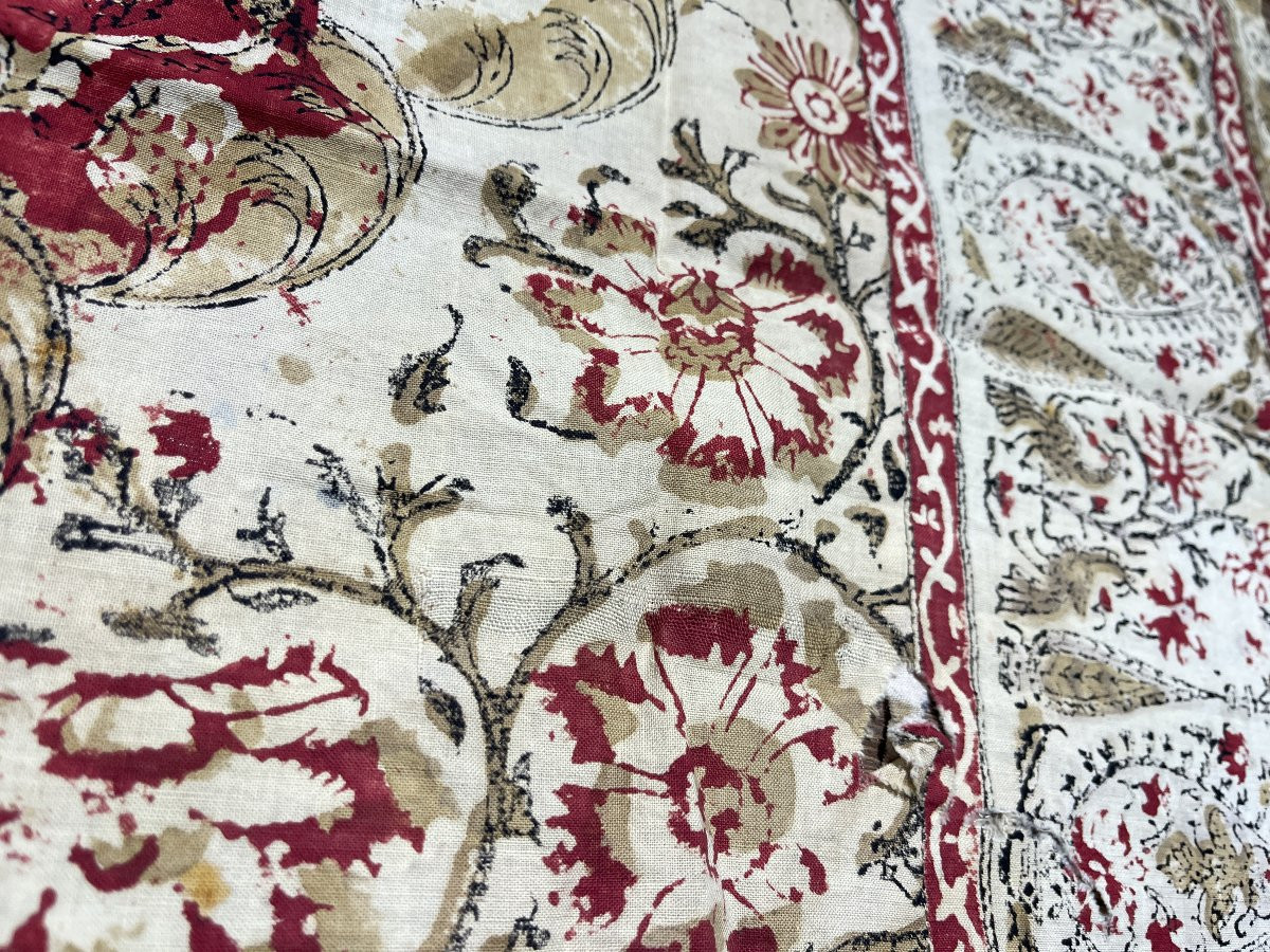 Fragment de tissu époque XIXème indienne-photo-1