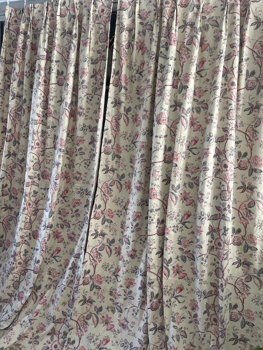Paire de Rideaux Imprimés – Indienne aux Teintes Pastel-photo-3