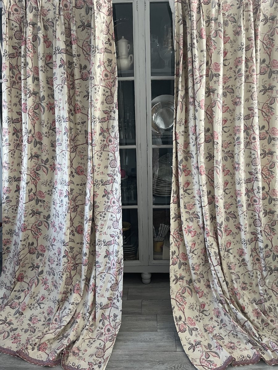 Paire de Rideaux Imprimés – Indienne aux Teintes Pastel-photo-2