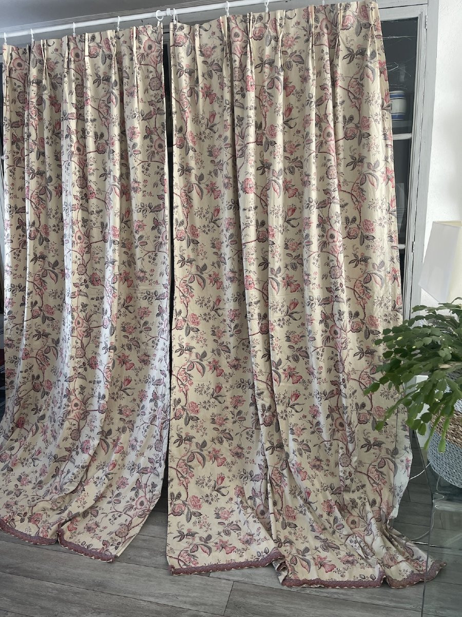Paire de Rideaux Imprimés – Indienne aux Teintes Pastel-photo-8