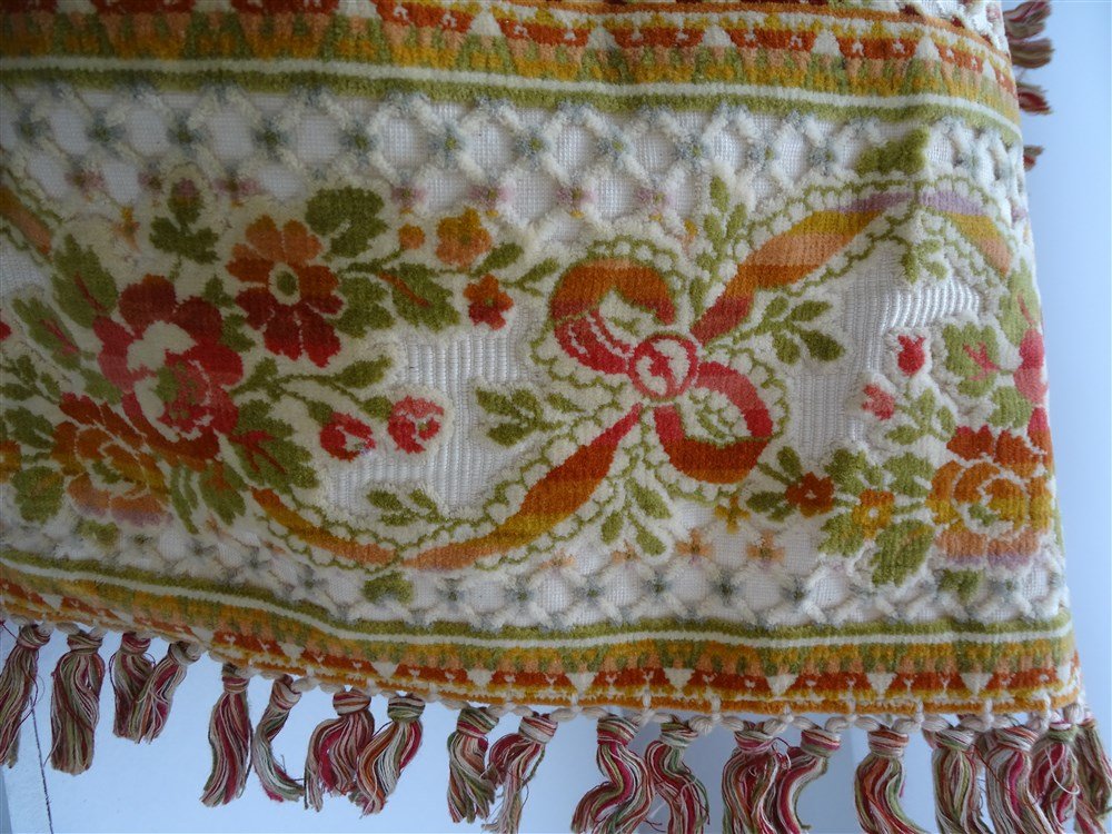 19th Century Carved Velvet Tablecloth, Louis XVI Style Marie Antoinette-photo-3