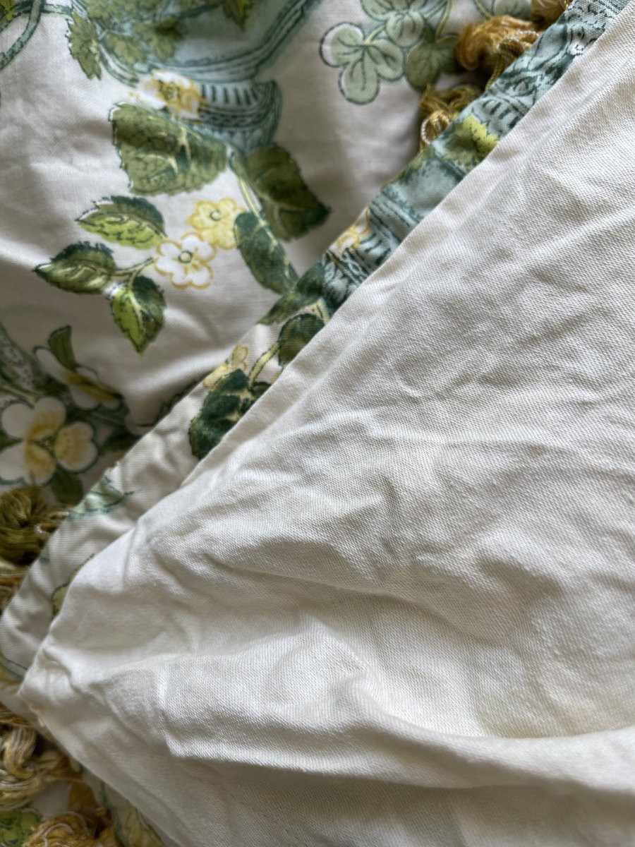 Pair Of Chintz Curtains With Floral Decoration, Doves And Butterflies-photo-5