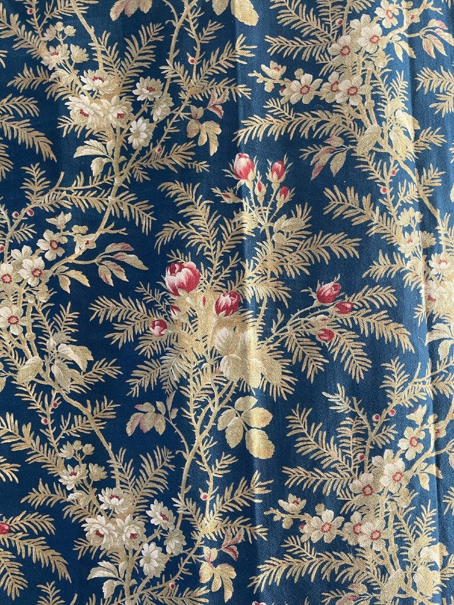 Première Paire de rideaux bleus de France roses et fleurs printanières-photo-6