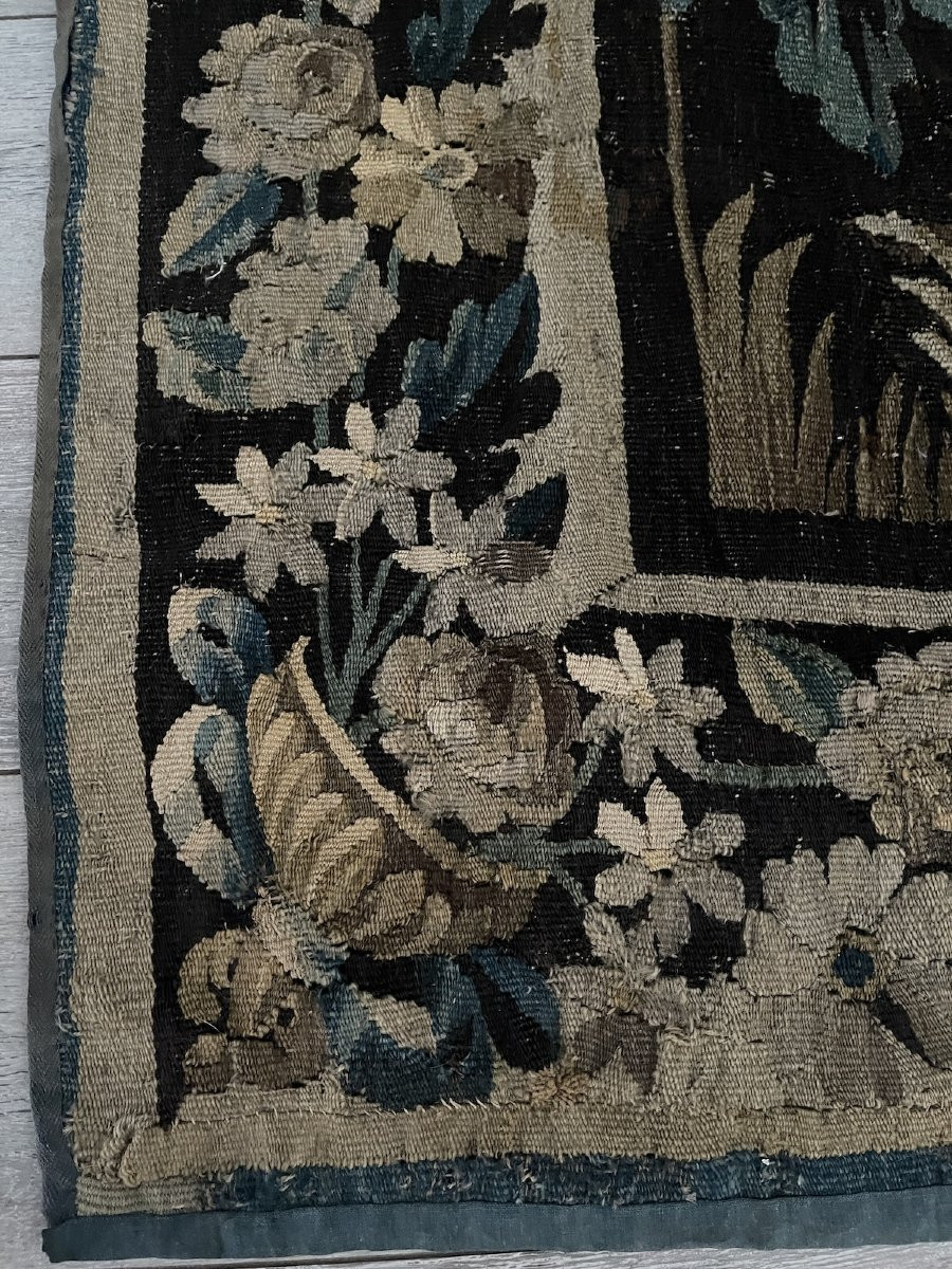 Aubusson Tapestry – 18th Century. Verdure, Architectural Motifs, Floral Border.-photo-3