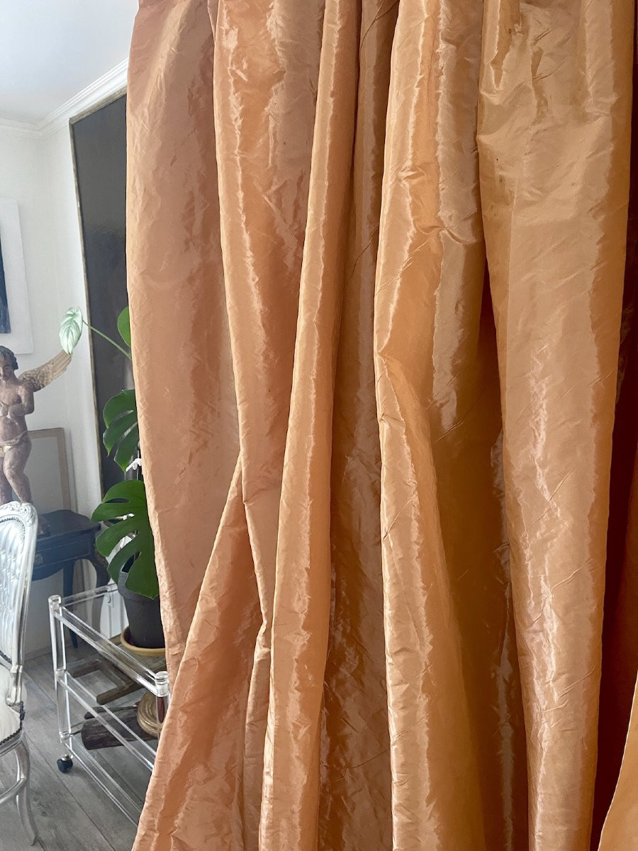 Pair Of Taffeta Curtains – Italian Terra Cotta Shade-photo-2