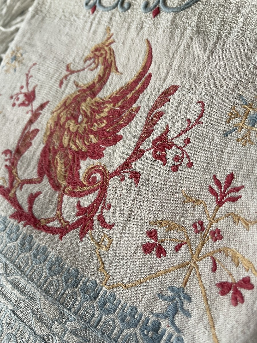 Set Of Five Antique Monogrammed Ld Bath Towels With Sphinx Decoration -photo-4