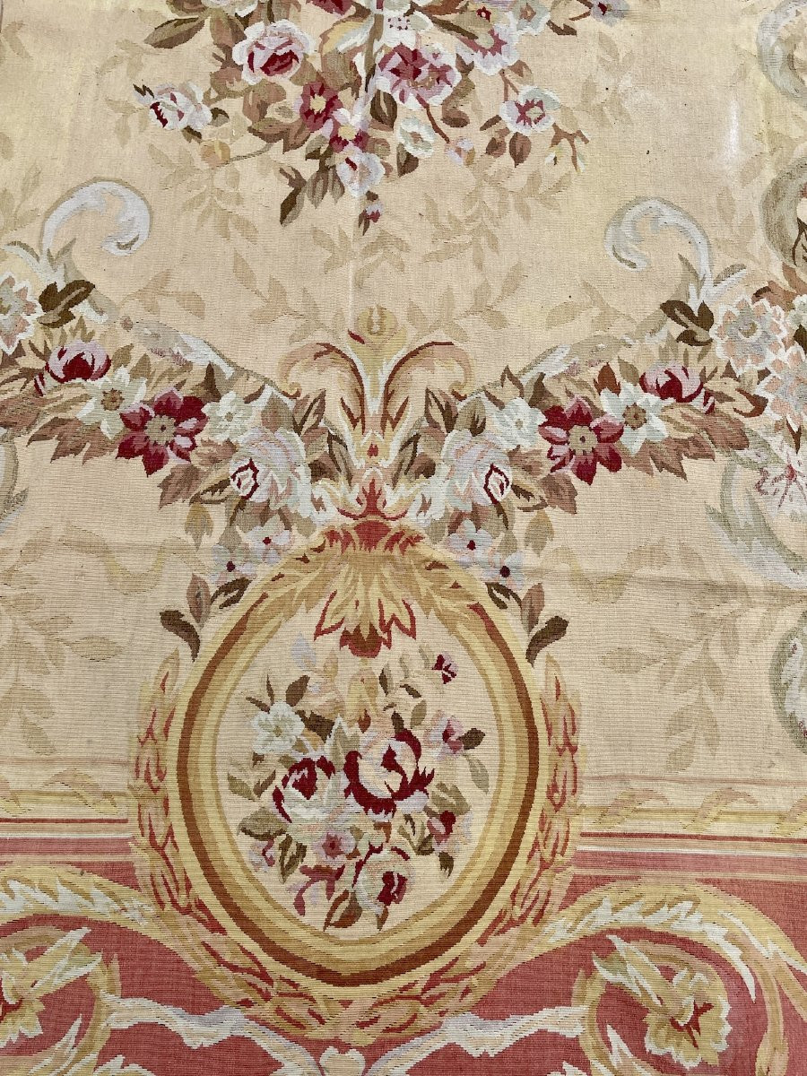 Decorative Rug In The Aubusson Style. Knotted Wool With Floral Design. 311 Cm X 243 Cm-photo-2